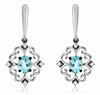 .68CT DIAMOND & AAA AQUAMARINE 14KT WHITE GOLD MULTI HEART OVAL HANGING EARRINGS