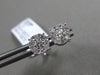 ESTATE .64CT DIAMOND 18K WHITE GOLD 3D SOLITAIRE HALO CLUSTER STUD EARRINGS F/G