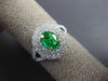 ESTATE 1.20CT DIAMOND & AAA EMERALD 18KT 2 TONE GOLD DOUBLE HALO ENGAGEMENT RING