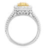 ESTATE .72CT WHITE & FANCY YELLOW DIAMOND 18KT 2 TONE GOLD HALO ENGAGEMENT RING