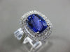 ESTATE LARGE 5.03CT DIAMOND & AAA TANZANITE 18KT WHITE GOLD HALO ENGAGEMENT RING