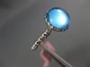 ESTATE 3.04CT DIAMOND & AAA CABOCHON BLUE TOPAZ 14KT WHITE GOLD 3 STONE FUN RING