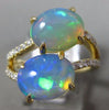 ESTATE 4.04CT DIAMOND & AAA AUSTRALIAN OPAL 14KT YELLOW GOLD TWO STONE OVAL RING