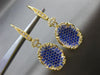 ESTATE LARGE 2.26CT DIAMOND & SAPPHIRE 18K YELLOW GOLD 3D OVAL FILIGREE EARRINGS