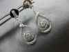 ESTATE .25CT DIAMOND 14KT WHITE GOLD 3D FLOWER TEAR DROP SWIRL HANGING EARRINGS