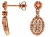 ESTATE .68CT DIAMOND 14KT ROSE GOLD 3D CLUSTER OVAL HALO FUN HANGING EARRINGS