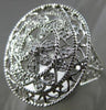 ESTATE LARGE .26CT DIAMOND 14K WHITE GOLD 3D ROPE OPEN FILIGREE OVAL FLOWER RING