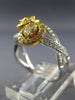 ESTATE .94CT WHITE & FANCY YELLOW DIAMOND 14KT 2 TONE GOLD ROUND OVAL LOVE RING