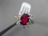 ESTATE 1.99CT DIAMOND & AAA RUBY PLATINUM 18KT Y GOLD ENGAGEMENT RING E/F VVS-VS