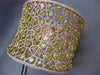 MASSIVE 27.48CT PINK & INTENSE YELLOW DIAMOND 18K ROSE GOLD FILIGREE WEB BANGLE