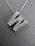 .38CT ROUND DIAMOND 14KT WHITE GOLD CLASSIC "W" INITIAL FLOATING PENDANT #18317