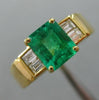 ESTATE 1.80CT DIAMOND & AAA COLOMBIAN EMERALD 18K YELLOW GOLD 3D ENGAGEMENT RING
