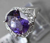 ESTATE LARGE 3.12CTW DIAMOND & AAA EXTRA FACET AMETHYST 14KT WHITE FILIGREE RING