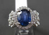 ANTIQUE LARGE 3.55CT DIAMOND & SAPPHIRE 14KT WHITE GOLD FLORAL ENGAGEMENT RING