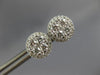 ESTATE LARGE .92CT DIAMOND 18KT WHITE GOLD 9mm CLUSTER ROUND HALO STUD EARRINGS