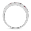 ESTATE .59CT DIAMOND & AAA RUBY 14KT WHITE GOLD 3D LEAF ETOILE ANNIVERSARY RING