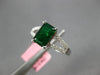 ESTATE .98CT DIAMOND & AAA EMERALD 18K WHITE GOLD 3D RECTANGULAR ENGAGEMENT RING