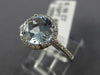 ESTATE 1.91CT DIAMOND & AAA AQUAMARINE 14KT WHITE GOLD 3D HALO ENGAGEMENT RING
