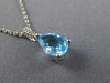 ESTATE 1.51CT DIAMOND & AAA BLUE TOPAZ 14K WHITE GOLD TEAR DROP FLOATING PENDANT