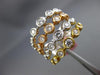 LARGE 1.1CT DIAMOND 18KT TRI COLOR GOLD MULTI ROW BEZEL WEDDING ANNIVERSARY RING