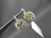 ESTATE 1.12CT WHITE & FANCY YELLOW DIAMOND 14K 2 TONE GOLD 3D HANGING EARRINGS