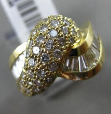 ESTATE WIDE .90CT ROUND & BAGUETTE DIAMOND 14KT YELLOW GOLD 3D CHANNEL PAVE RING