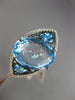 ESTATE LARGE 14.43CT DIAMOND & AAA BLUE TOPAZ 14KT WHITE GOLD 3D FLOWER FUN RING