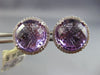 ESTATE LARGE 9.98CT DIAMOND & AAA AMETHYST 14K WHITE GOLD HALO FILIGREE EARRINGS