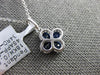 ESTATE .88CT DIAMOND & AAA SAPPHIRE 18K WHITE GOLD 3D CLOVER FLOWER LOVE PENDANT