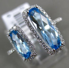 ESTATE LARGE 2.34CT DIAMOND & AAA BLUE TOPAZ 14K WHITE GOLD DOUBLE HALO FUN RING