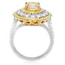 ESTATE LARGE GIA 4.31CT WHITE & FANCY YELLOW DIAMOND 18K GOLD 3D ENGAGEMENT RING