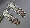 ESTATE WIDE 1CT DIAMOND 14KT WHITE GOLD 3D FLORAL UMBRELLA HOOP HANGING EARRINGS