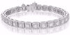 WIDE 5.25CT ROUND & ASSCHER CUT DIAMOND 18KT WHITE GOLD 3D HALO TENNIS BRACELET