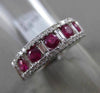ESTATE WIDE 1.38CT DIAMOND & AAA RUBY 18K WHITE GOLD 3D 5 STONE ANNIVERSARY RING