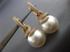ESTATE LARGE 1.55CT DIAMOND & AAA SOUTH SEA PEARL 18K ROSE GOLD HANGING EARRINGS