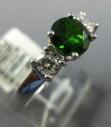 1.30CT DIAMOND & AAA RUSSALITE 14KT WHITE GOLD 3D ROUND 3 STONE ENGAGEMENT RING