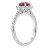 ESTATE 1.87CT DIAMOND & AAA RUBY 18KT WHITE GOLD FLOWER CLASSIC ENGAGEMENT RING
