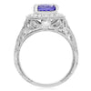 ESTATE WIDE 3.18CT DIAMOND & AAA TANZANITE 18KT WHITE GOLD HALO ENGAGEMENT RING