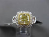 ESTATE LARGE 3.43CT GIA FANCY YELLOW DIAMOND 18KT TWO TONE GOLD ENGAGEMENT RING