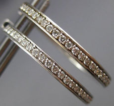 ESTATE .50CT ROUND CUT DIAMOND 14KT WHITE GOLD 3D CLASSIC HOOP EARRINGS #1439