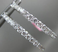 ESTATE LARGE 2.14CT DIAMOND 18K WHITE GOLD INSIDE OUT OVAL HOOP HANGING EARRINGS