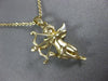 ESTATE .01CT DIAMOND 14KT YELLOW GOLD 3D HANDCRAFTED ANGEL LOVE FLOATING PENDANT