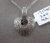 ESTATE .75CT DIAMOND 14K WHITE GOLD 3D PAVE CLASSIC HEART FLOATING HEART PENDANT