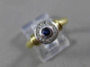 ESTATE .20CT DIAMOND & AAA SAPPHIRE 14KT TWO TONE GOLD 3D HALO BEZEL RING #26337