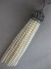ESTATE EXTRA LARGE .60CT DIAMOND & AAA PEARL 18KT BLACK GOLD 3D TASSLE NECKLACE