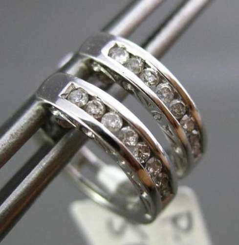 ESTATE SMALL .17CT DIAMOND 14KT WHITE GOLD CLASSIC FILIGREE HUGGIE EARRINGS 2mm