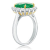 ESTATE 5.13CT DIAMOND & AAA COLOMBIAN EMERALD 18KT 2 TONE GOLD ENGAGEMENT RING