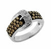 ESTATE 1.06CT WHITE & CHOCOLATE FANCY DIAMOND 14KT WHITE GOLD 3D BELT FUN RING