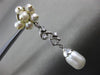 ANTIQUE LARGE .25CT DIAMOND & AAA SOUTH SEA PEARL 18KT WHITE GOLD LEAF EARRINGS