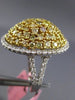 ESTATE EXTRA LARGE 3.42CT INTENSE MULTI COLOR DIAMOND 18KT 2 TONE GOLD DOME RING